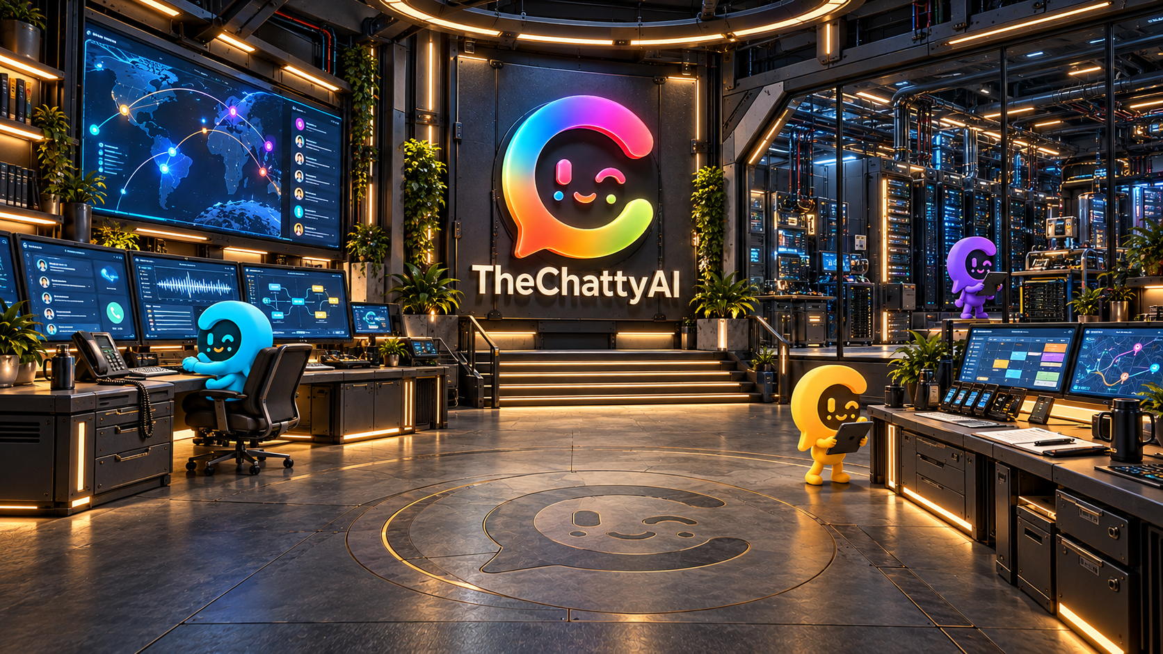 Matte Chatty team around a working desk